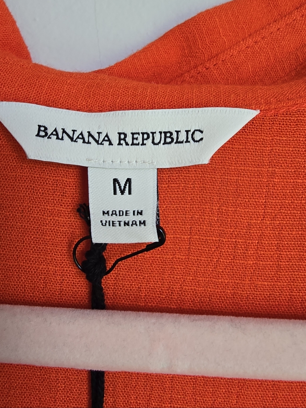 Banana Republic NEW Orange Linen Gauze Tie Tassel Popover Shirt Top SZ Medium - Picture 8 of 12